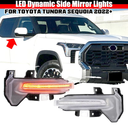 Clear Dynamic LED Side Mirror Turn Signal Light for Toyota Tundra Sequoia (2022–2023)