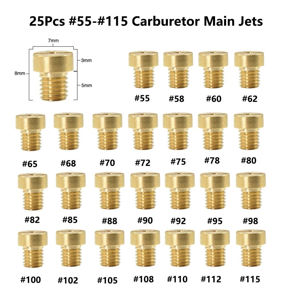25Pcs M50.75 Carburetor Main Jet Replace For Dellorto PHBG SHA Carb #55-#115