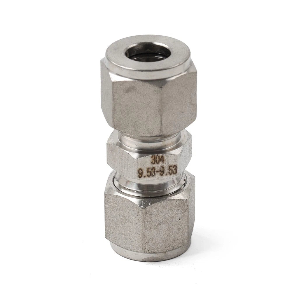 3/8" Equal OD Straight Through Ferrule Pipe Tube Connector Fitting