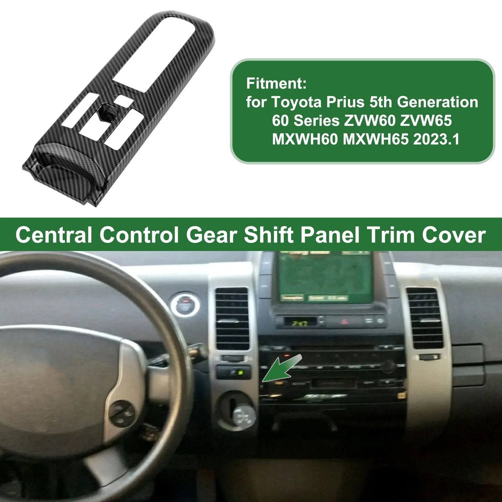 Central Control Gear Shift Panel Trim Cover for Toyota Prius (2016–2022)