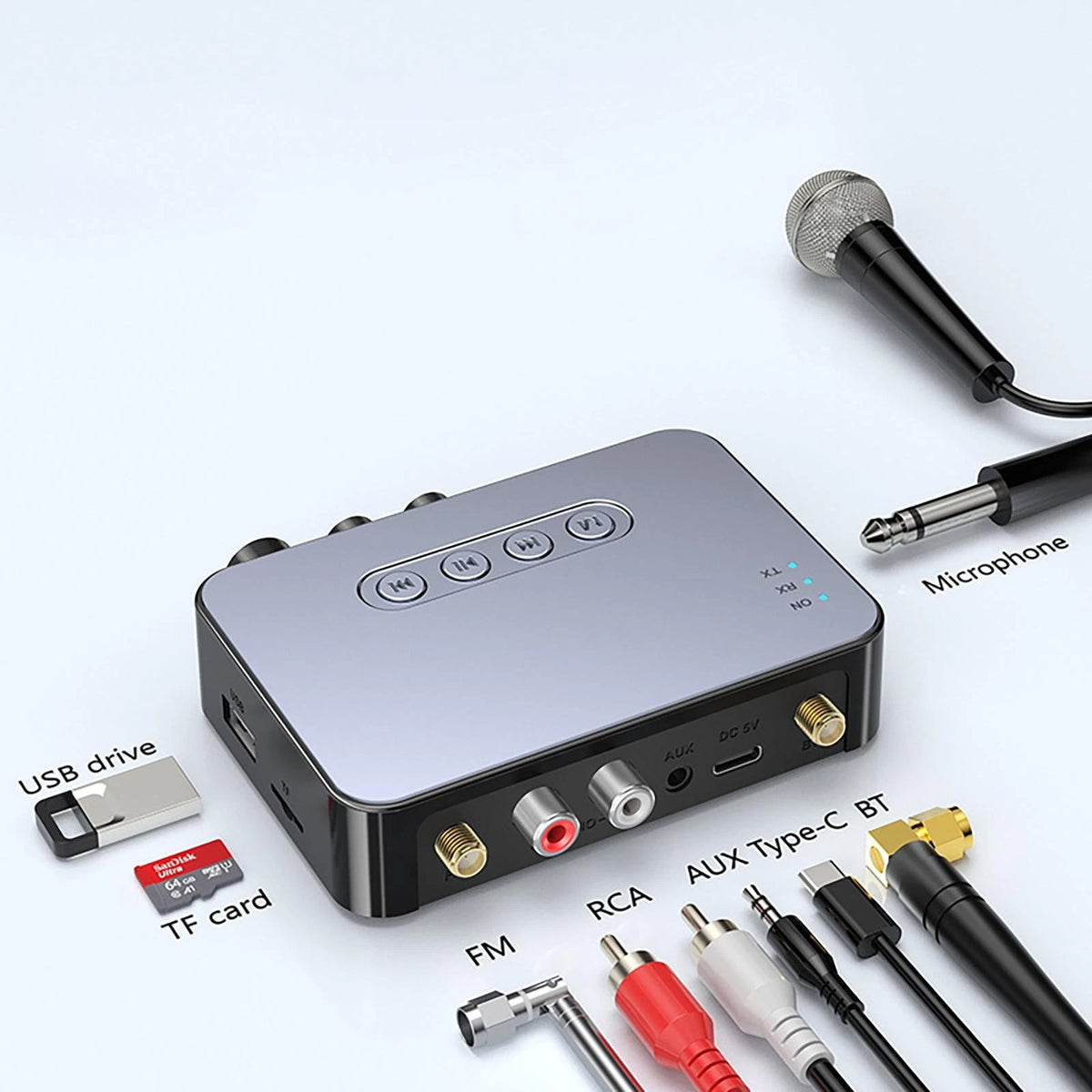 3.5mm AUX to 2 RCA Bluetooth 5.1 Audio Adapter Transmitter Receiver