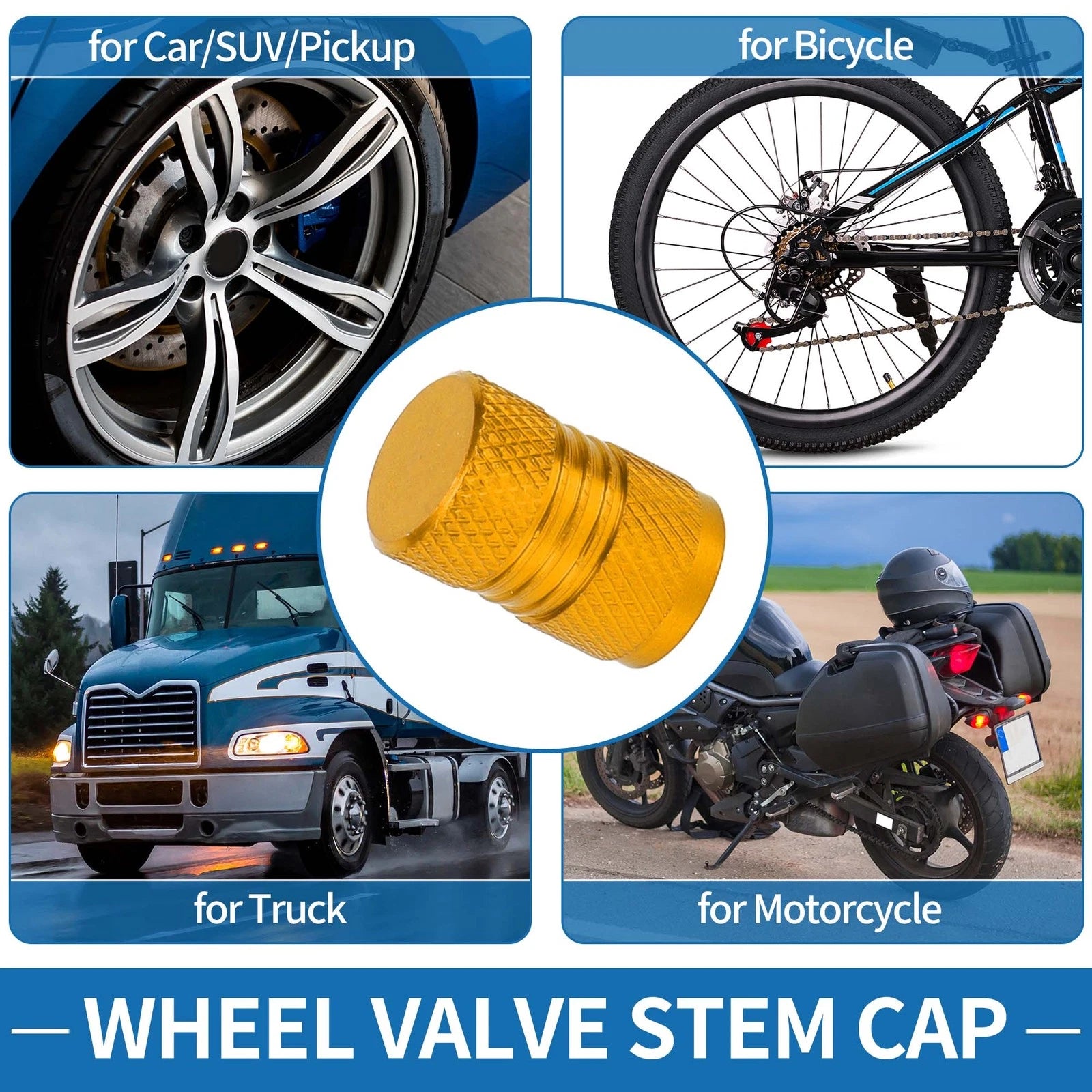 Valve Stem Caps 11x16mm Replacement for Car SUV Bike Wheel (8 Pack)