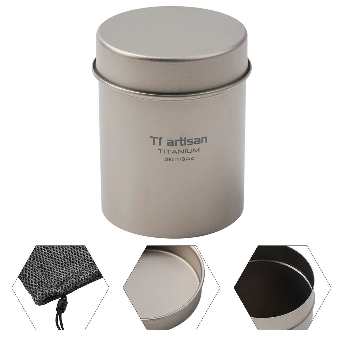 280ml Titanium Canister for Easy Travel Coffee Bean & Food Storage