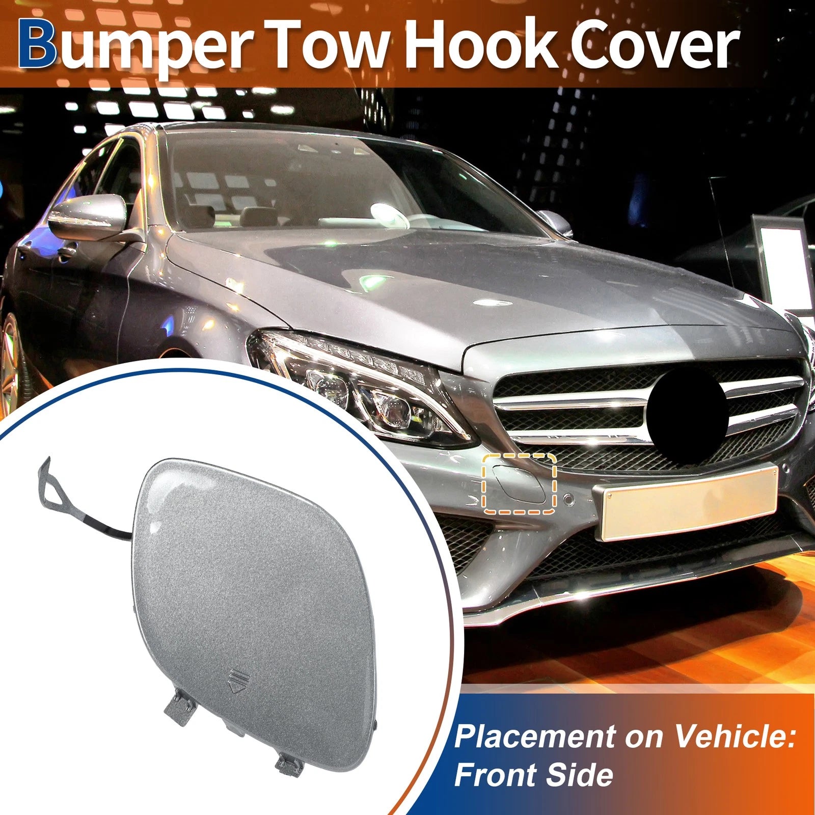Front Tow Hook Cover Replacement for Mercedes-Benz C43 AMG (2015–2021)
