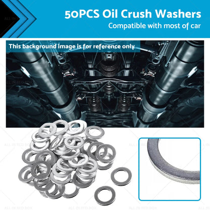 50pcs Engine Oil Drain Plug Crush Washers for Universal (14mm ID, 22mm OD)