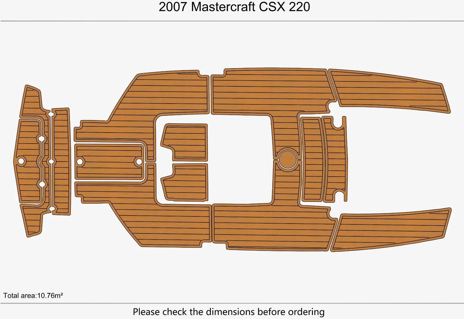EVA Pad Foam Teak Faux Deck Floor for Mastercraft CSX 220 (2007)