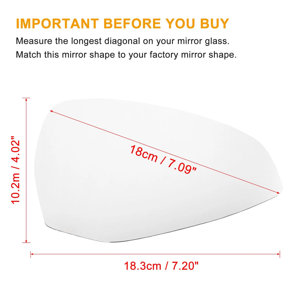 Rearview Mirror Glass Heated Passenger Side Replacement for Audi A4 S4 (2005–2016)
