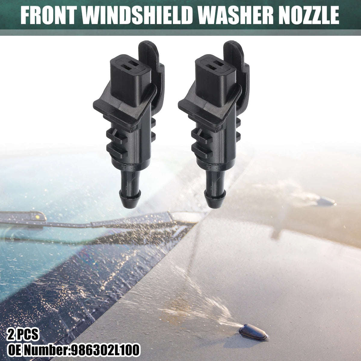 2X Windshield Wiper Washer Nozzle Spray Jet for Kia Cadenza (2014–2019) No. 986302L100