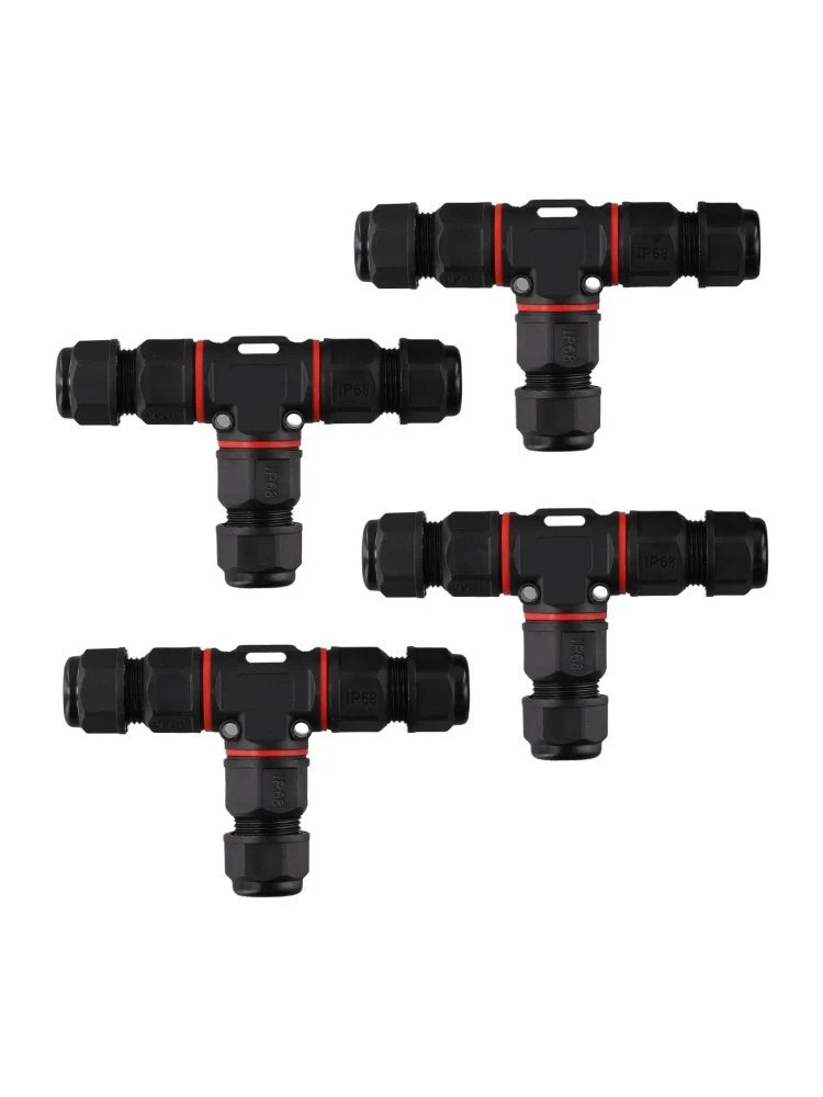 4Pcs Waterproof T Shape Cable Connectors for Outdoor Lighting Solutions