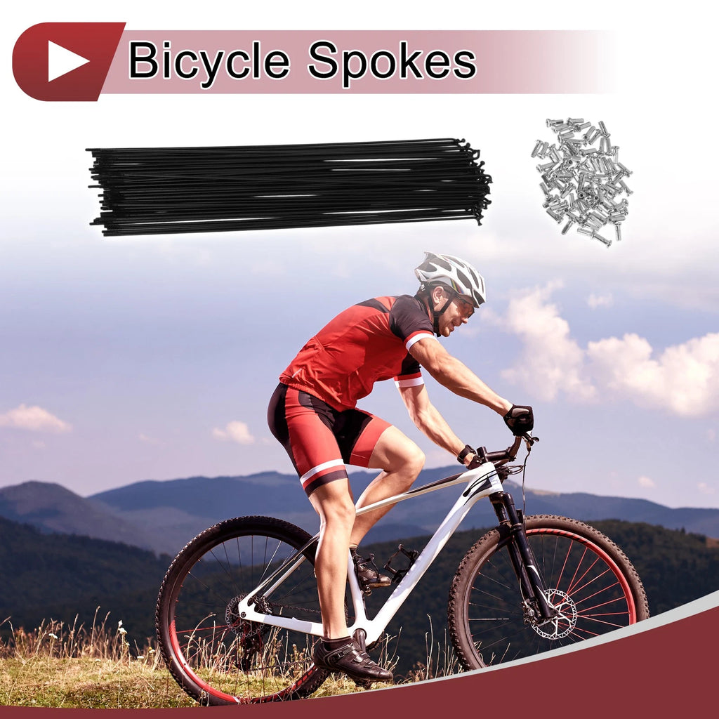 Set 14G Bicycle Spokes 269mm Replacement Carbon Steel Black for Universal (All)