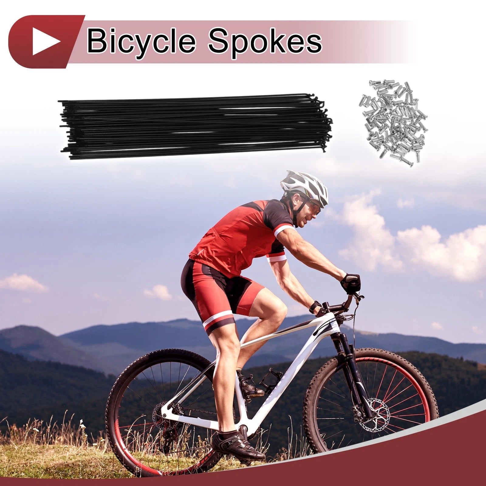 Set 14G Bicycle Spokes 269mm Replacement Carbon Steel Black for Universal (All)