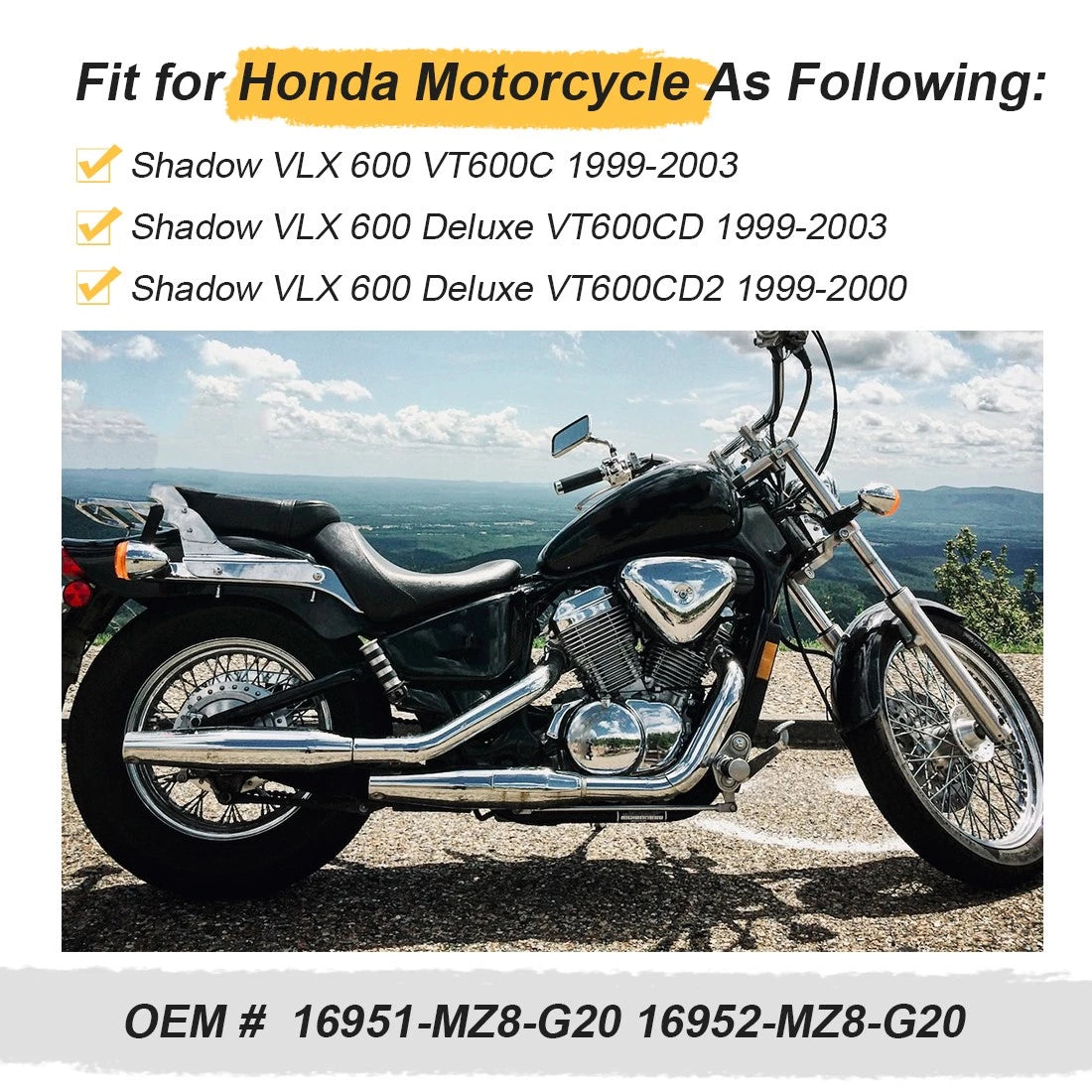 Fuel Tank Hoses Set of 2 for Honda Shadow VT600 VLX Deluxe (1993–2003) 16951-MZ8-G20 16952