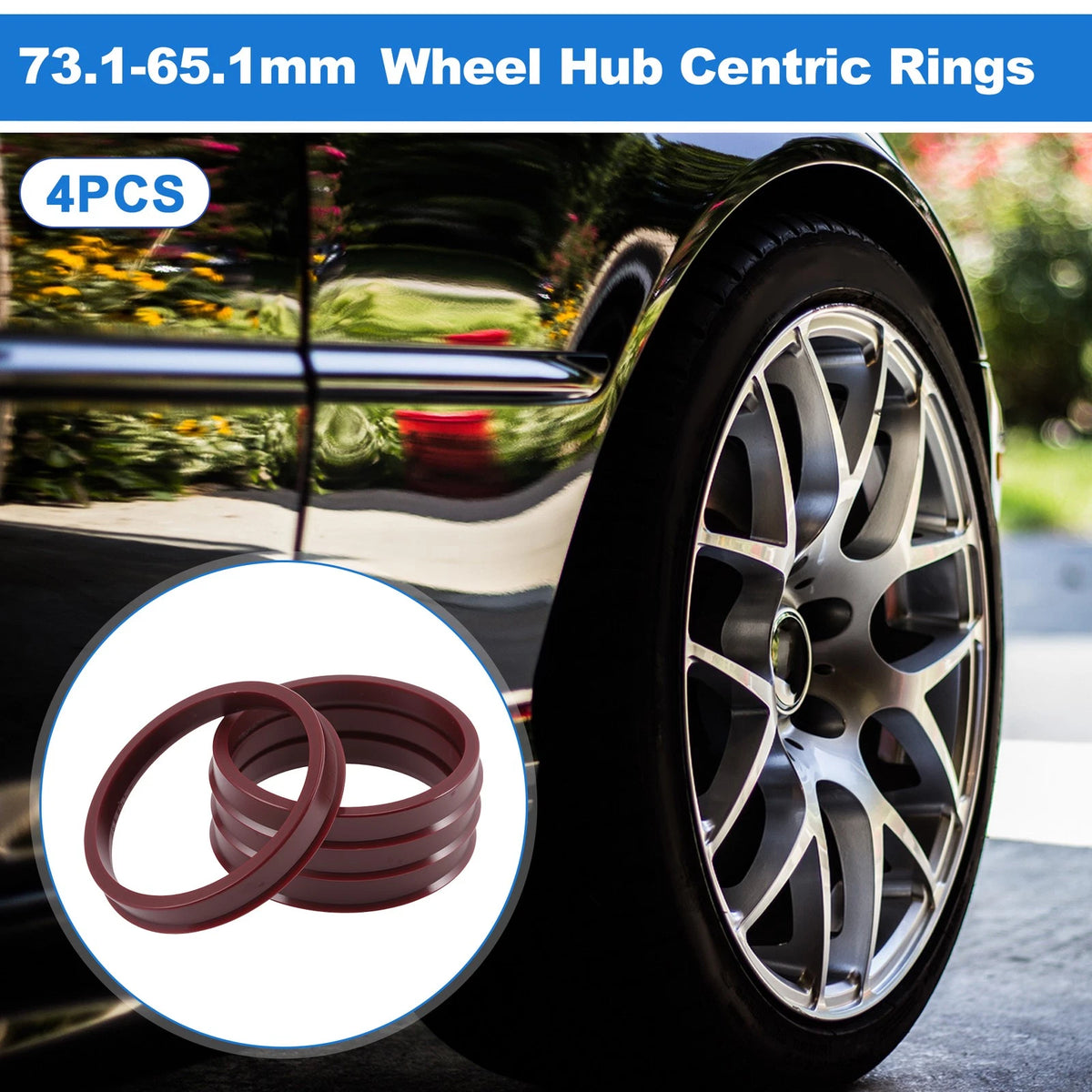 Set of 4 Hub Centric Rings OD 73.1mm ID 65.1mm for Car