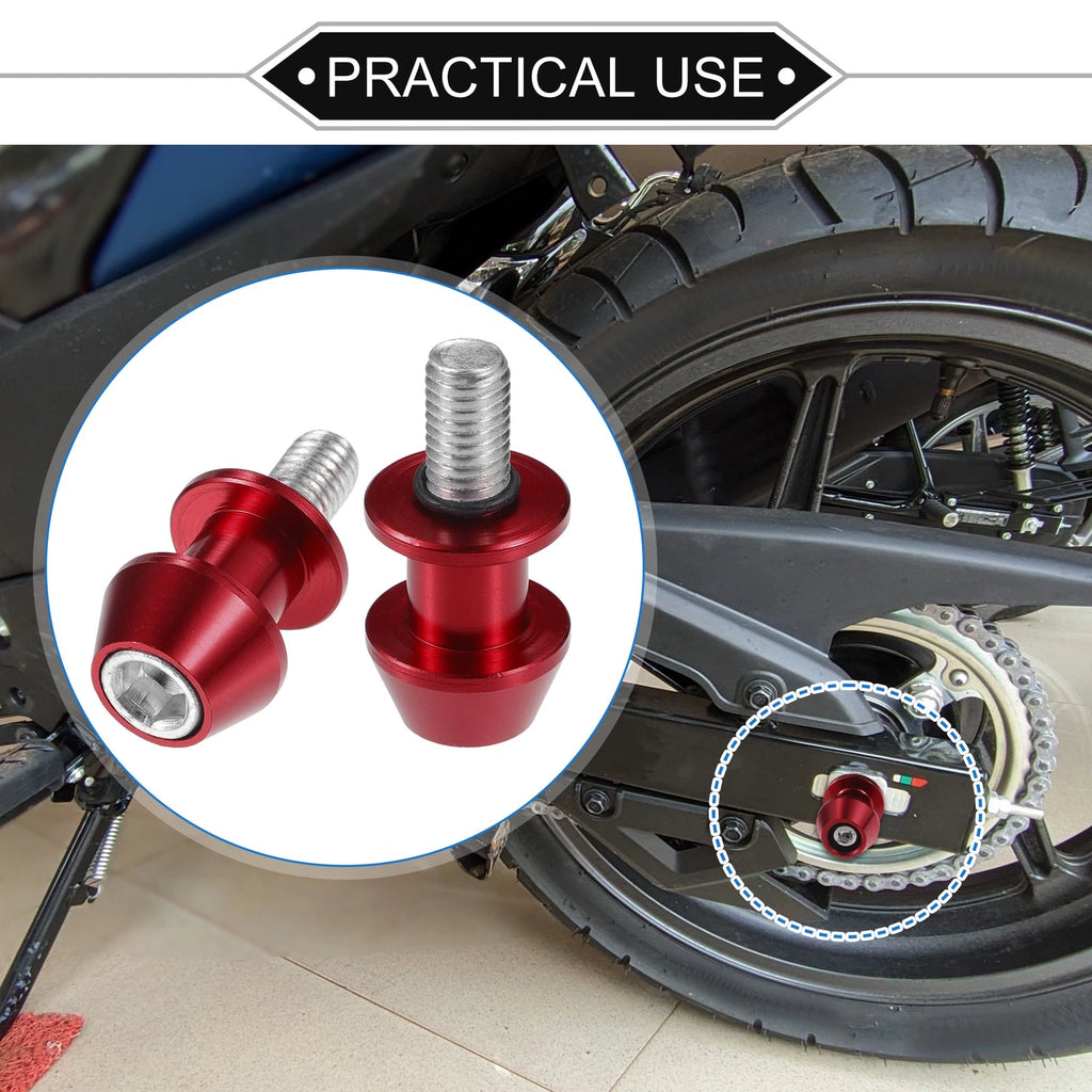 Motorcycle Swingarm Spools CNC 10mm Pair for Red Honda Yamaha (2000–2024)