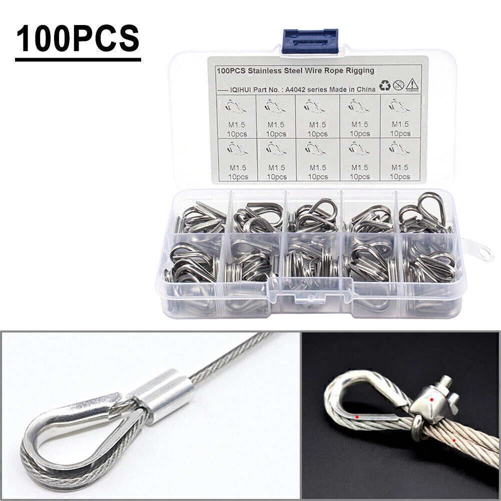 100PCS M1.5 Wire Rope Fixed Clamps Heart Ring Car Auto mount Accessories