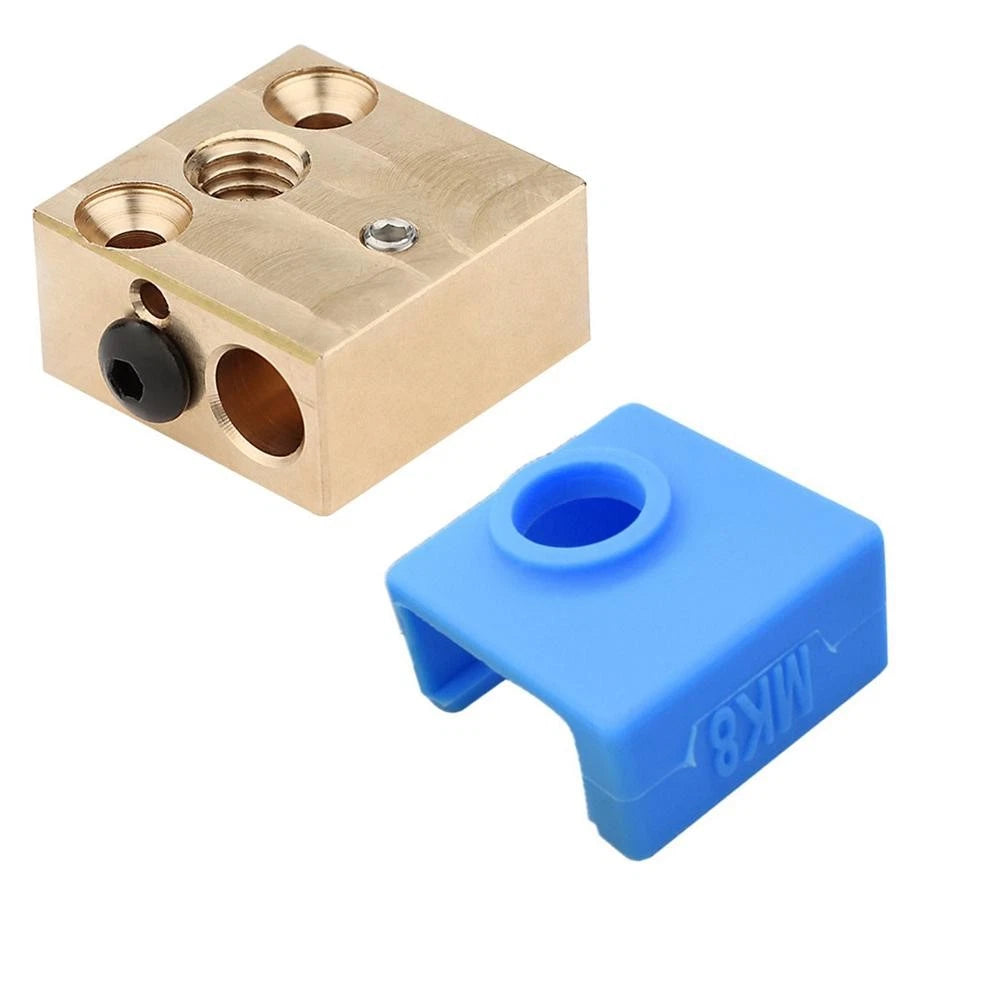 3D Printer Brass Heater Block & Silicone Shell Case Set for CR10 MK8 (2017–2023)