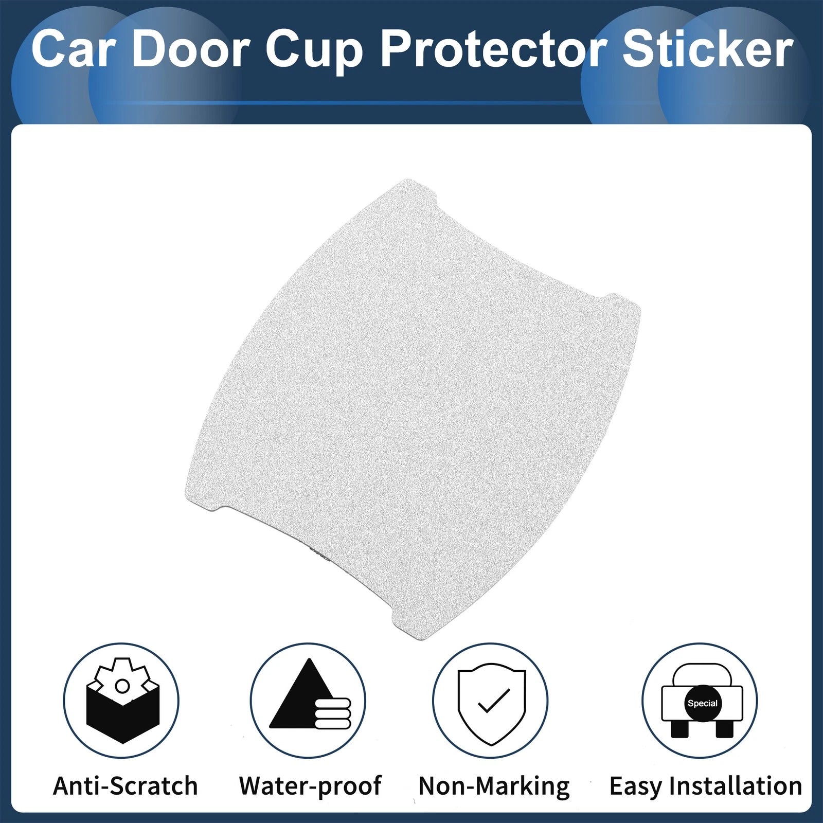 Car Door Handle Scratch Protector for Universal Fit (90x100mm) Matte Silver Tone