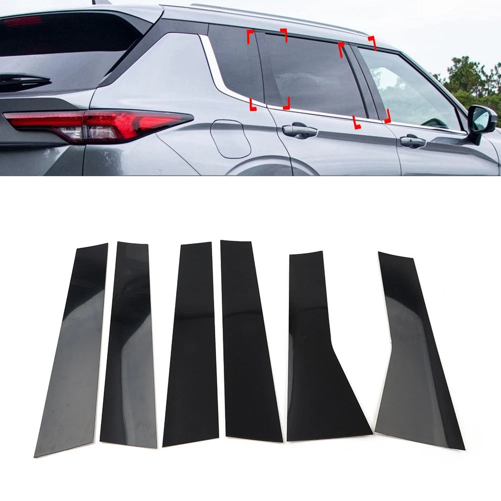 Pillar Post Door Window Trim Kit for Mitsubishi Outlander (2022–2024) Black