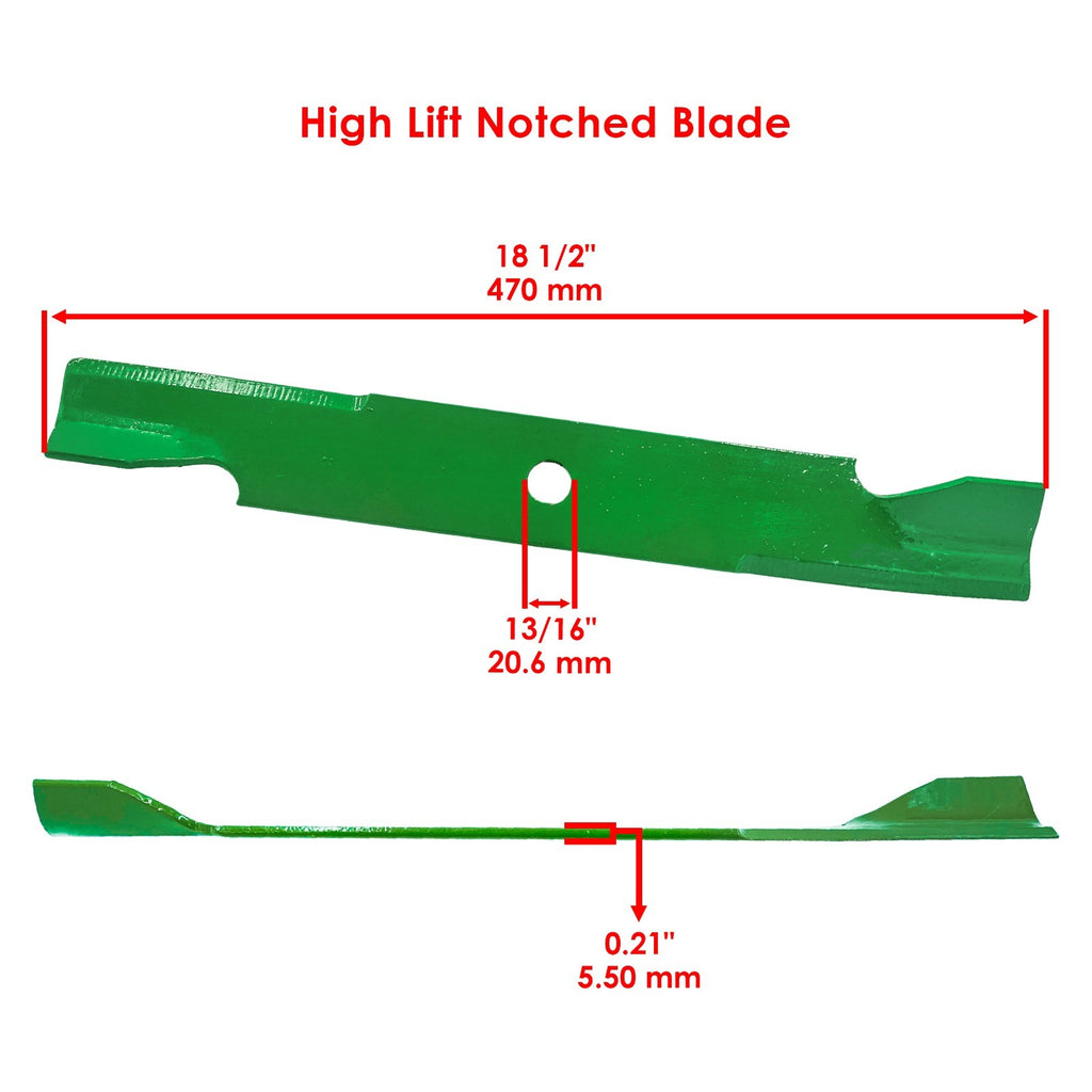 High Lift Notched Blade 18-1/2 in Deck for Murray (52 in) (1950–2000)