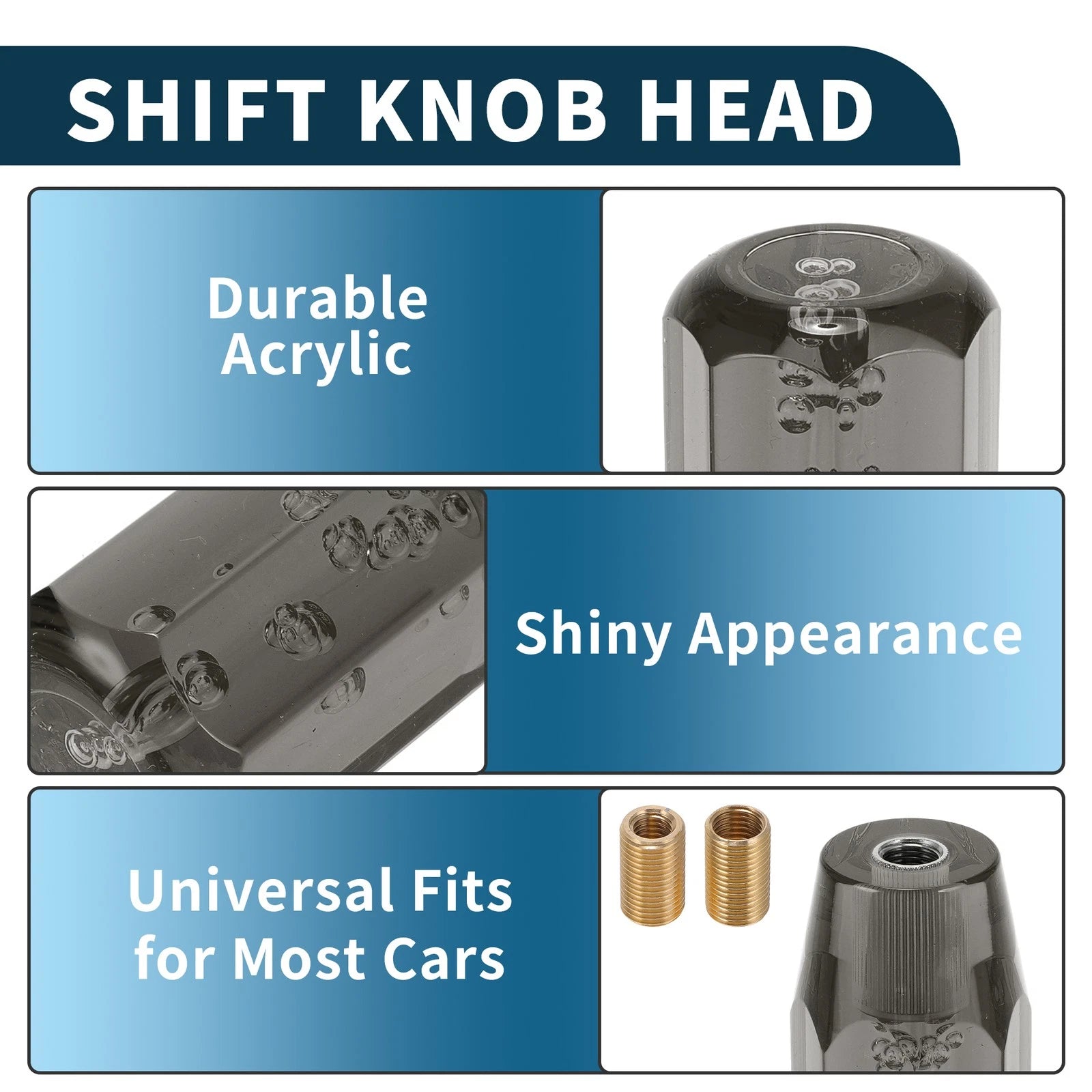 Shift Knob Set of 1 for Universal Vehicles (15cm Octagonal Crystal)