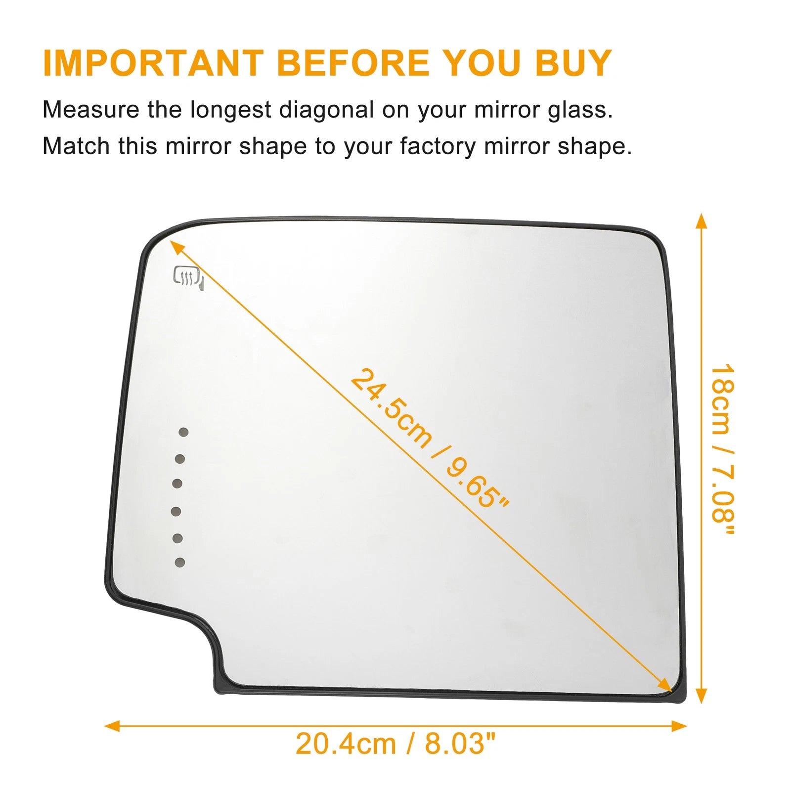 Rearview Mirror Glass Left Upper Heated for Chevrolet Silverado 1500 (2014–2018)
