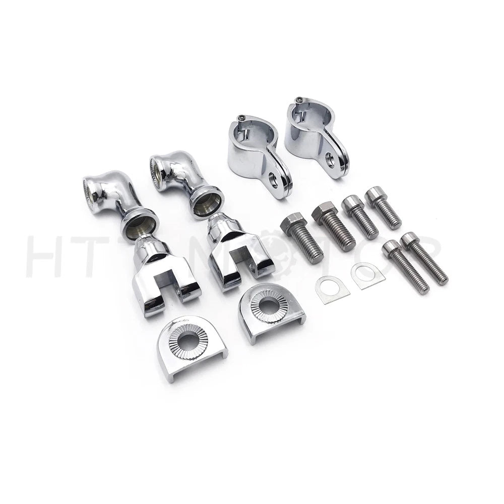 Chrome Footrest Foot Peg Mounting Kit for Harley-Davidson (1 1/4" Bars)