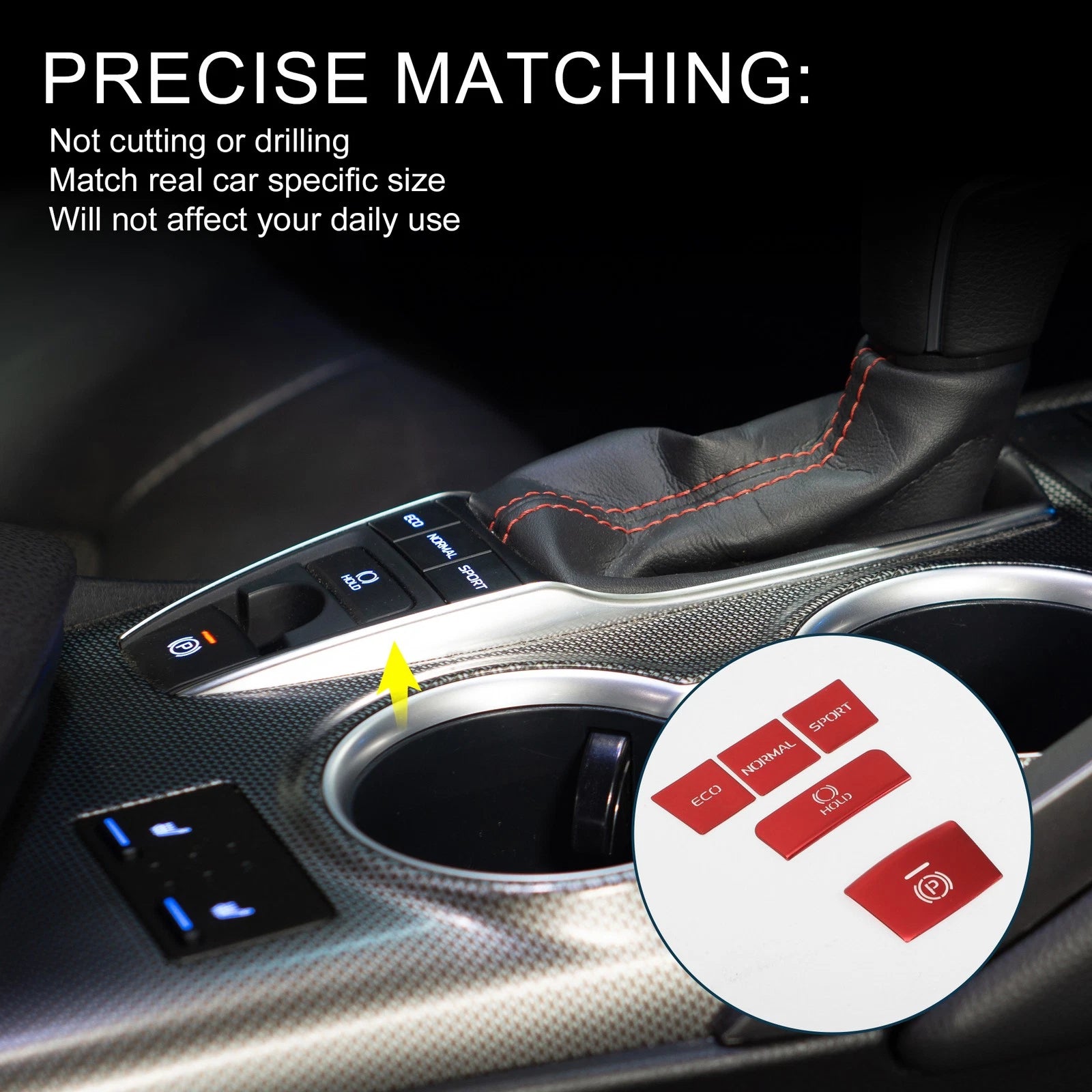 Gear Shift Handbrake Button Switch Cover for Toyota Camry (2018–2022) Red 1 Set