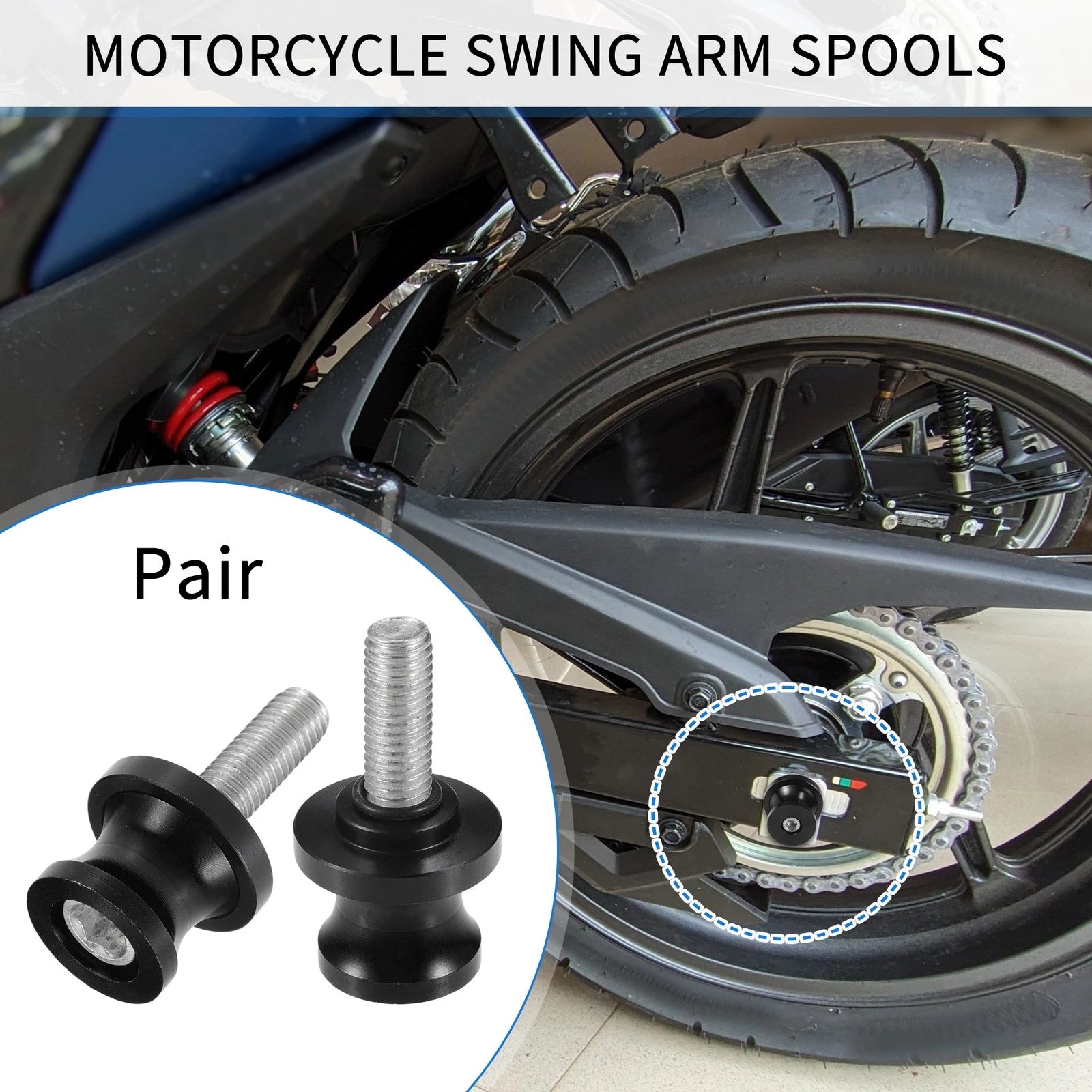 Swingarm Spools 10mm CNC Pair Replacement for Motorbike (Universal)