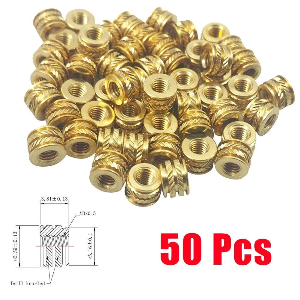 Set of 4 Brass Threaded Screw Inserts M3-0.5