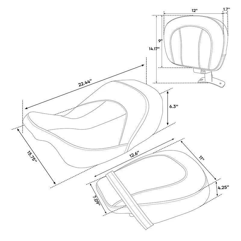 Driver Passenger Seats Backrest for Harley Electra Road Glide King (2009–2023)