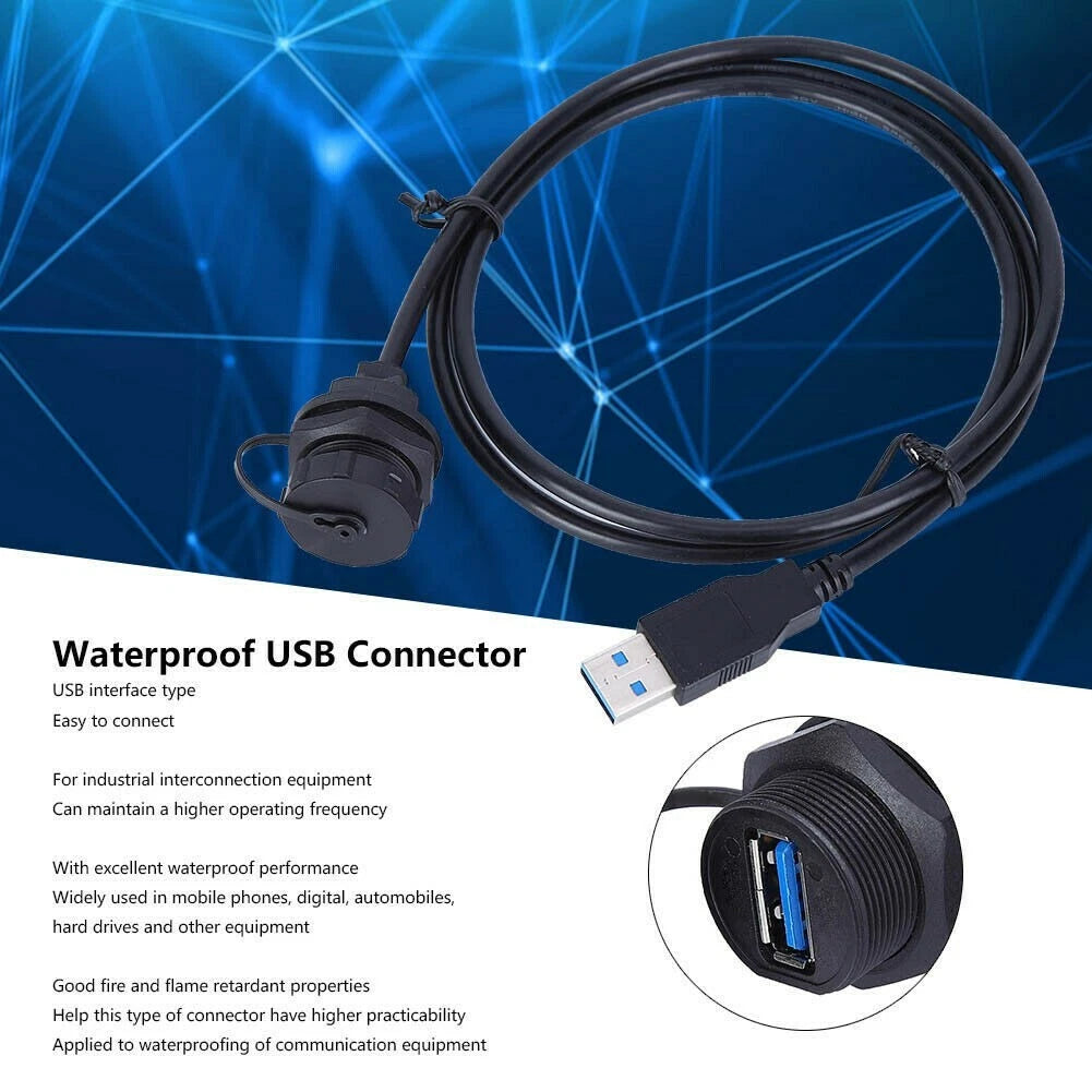 USB 3.0 Type A Panel Mount Connector Female Socket with Cable CAP