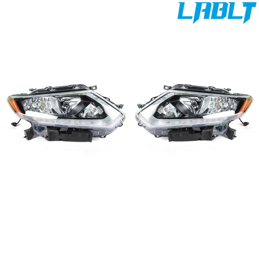 2X Headlight Halogen LED DRL for Nissan Rogue (2014–2016)