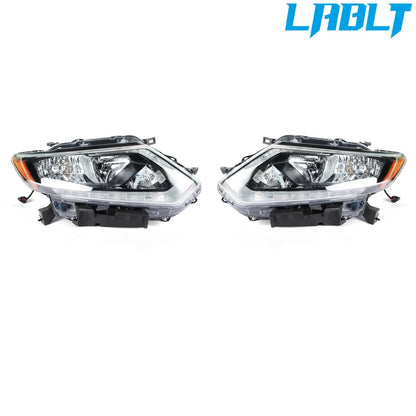 2X Headlight Halogen LED DRL for Nissan Rogue (2014–2016)