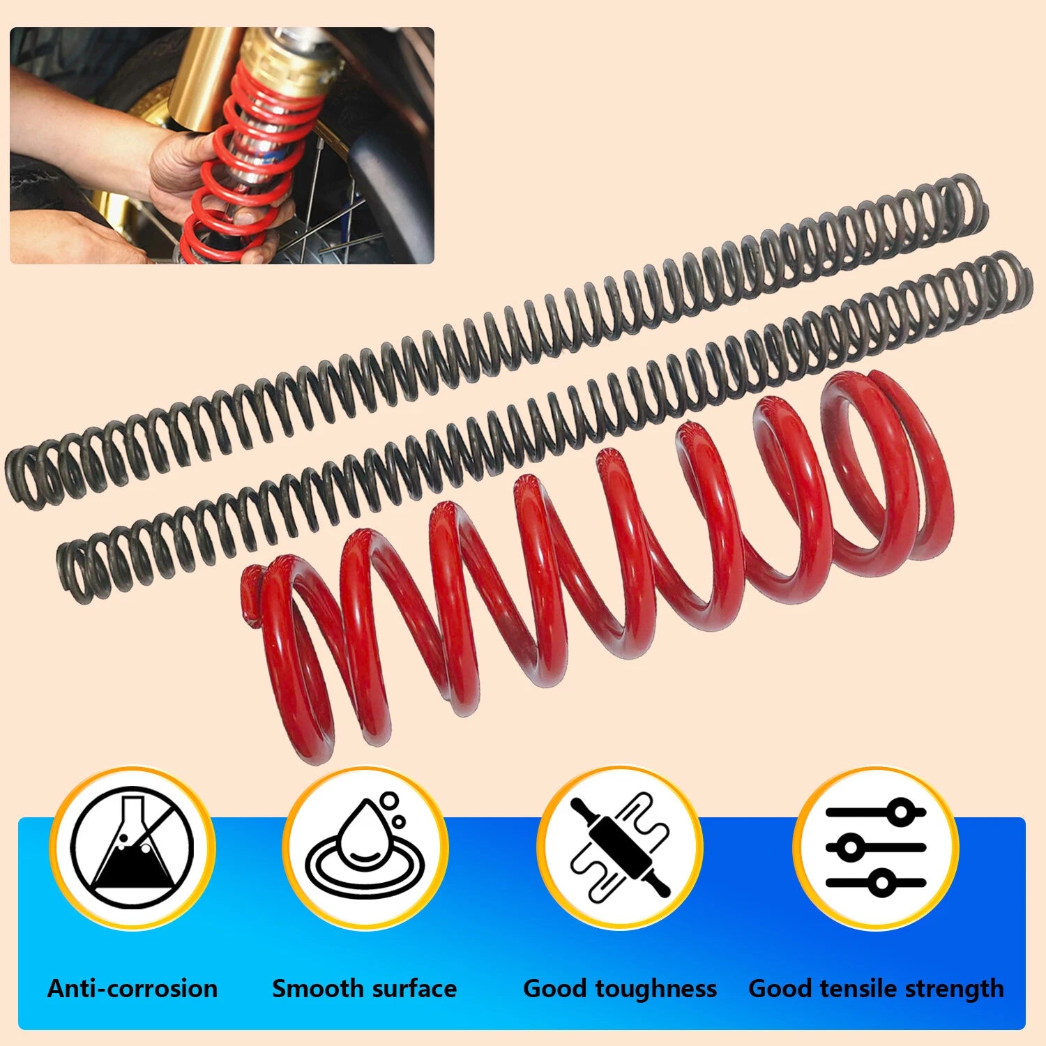 Heavy Duty Fork Springs & Rear Spring for Kawasaki KLX140 (2008–2020)