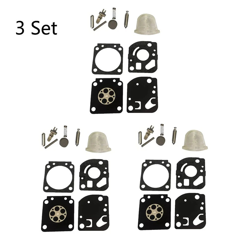 Set of 3 Carburetor Repair Rebuild Kits for Zama RB-115 C1U-W18 C1U-W18A C1U-W24