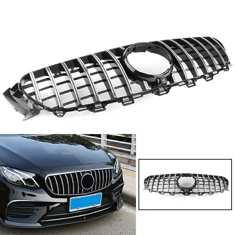 Front Upper Grille for Mercedes E Class W213 E200 E250 E43 (2016–2018) Silver