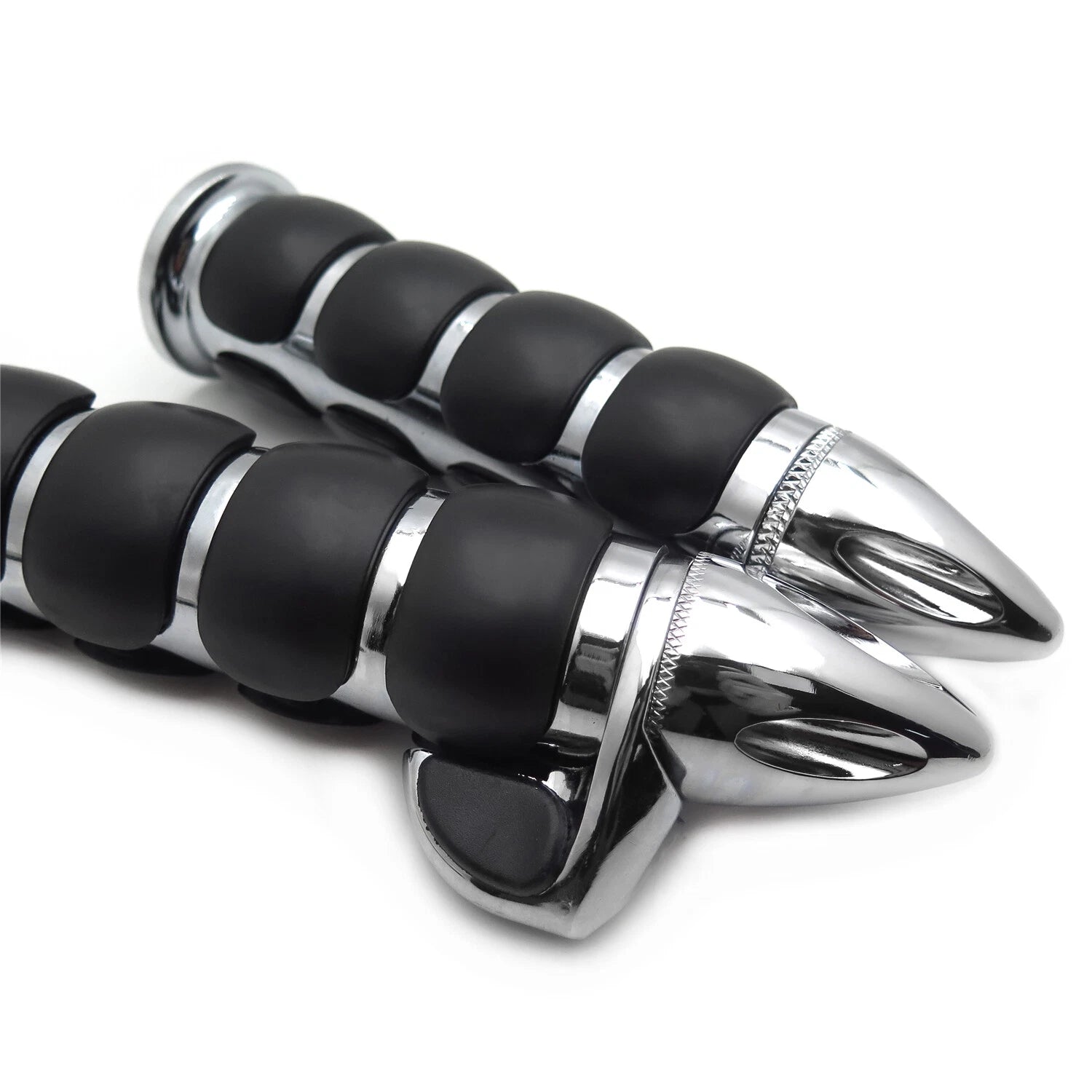 2X Chrome 22mm 7/8" Bullet Handlebar Grips for Universal Motorcycles