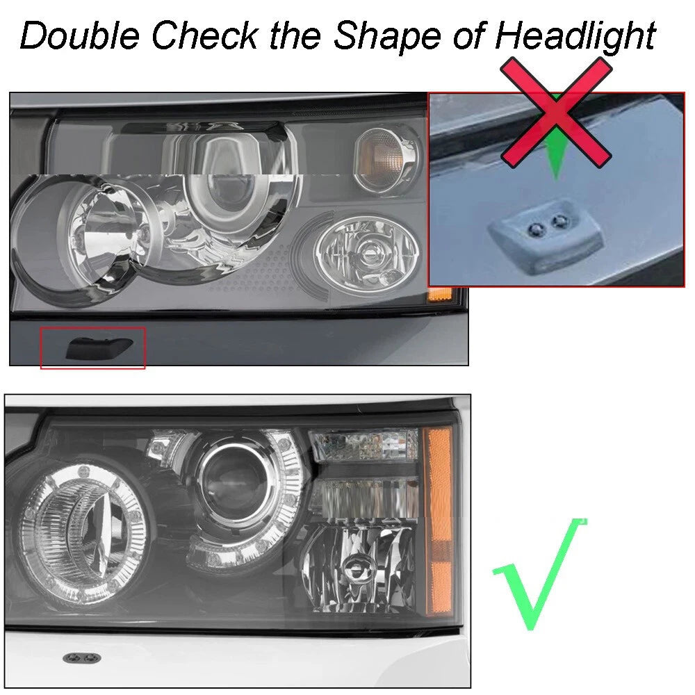 2Pcs Headlight Washer Jet Nozzles for Range Rover Sport L320 (2010–2013)