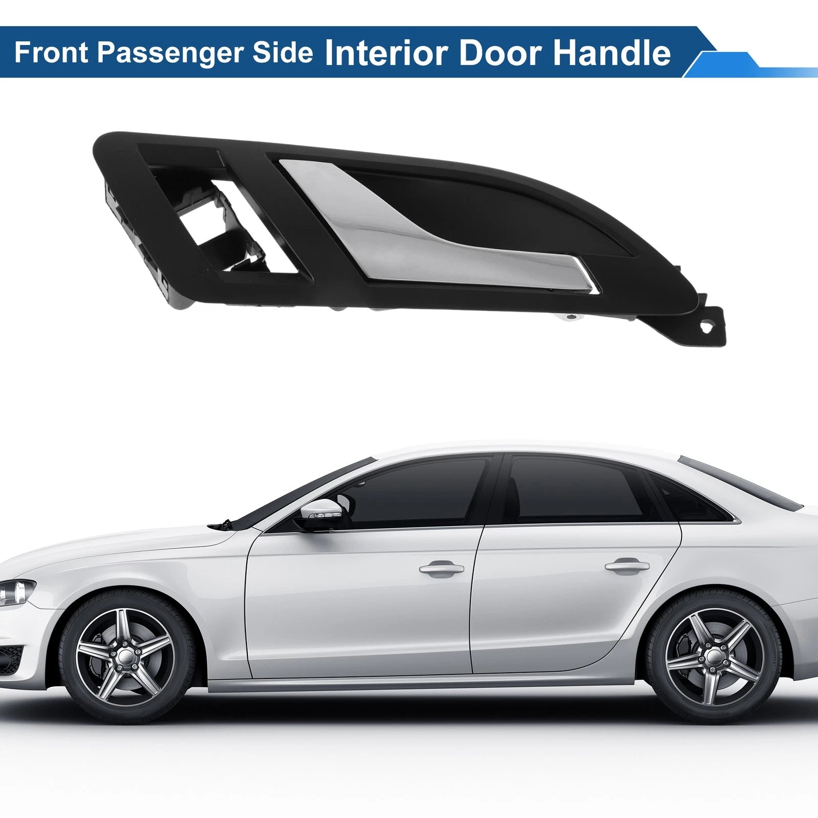 Front Driver Side Interior Door Handle for VW Skoda (2001–2008) Black Chrome