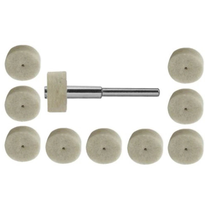 10pc Felt Buffing Polishing Wheels for Rotary Tool (1/2" Mandrel)