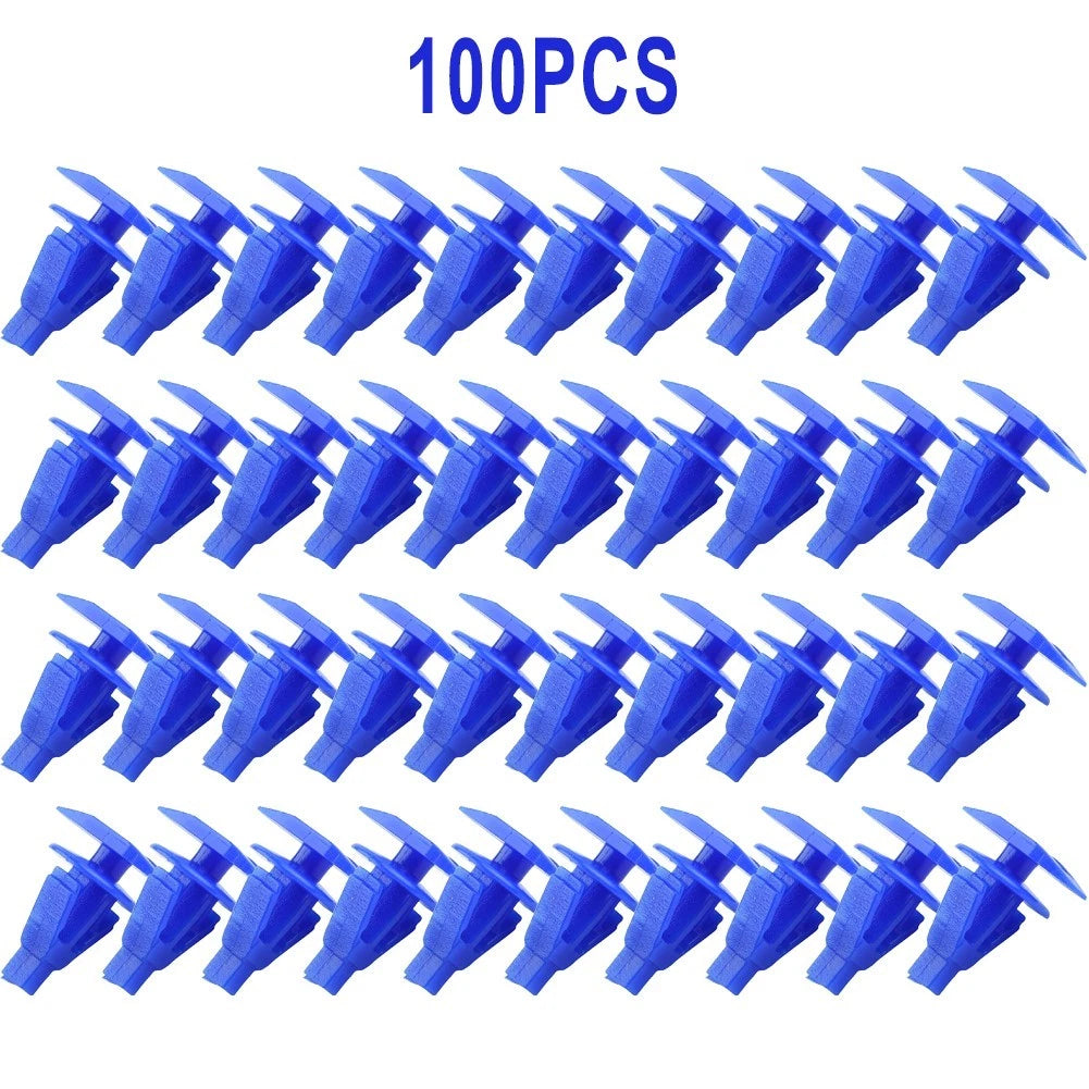 100 Pcs Blue Nylon Retainer Clips for Weatherstrip (Fits 5mm Hole)