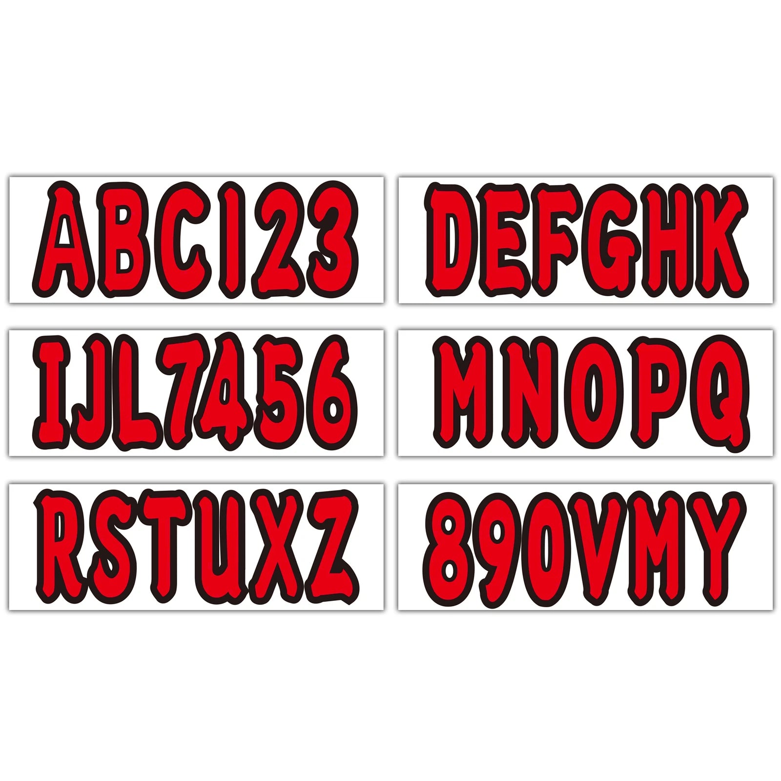 Set of 4 Boat Numbers and Letters Decal Stickers A-Z 0-9 Red