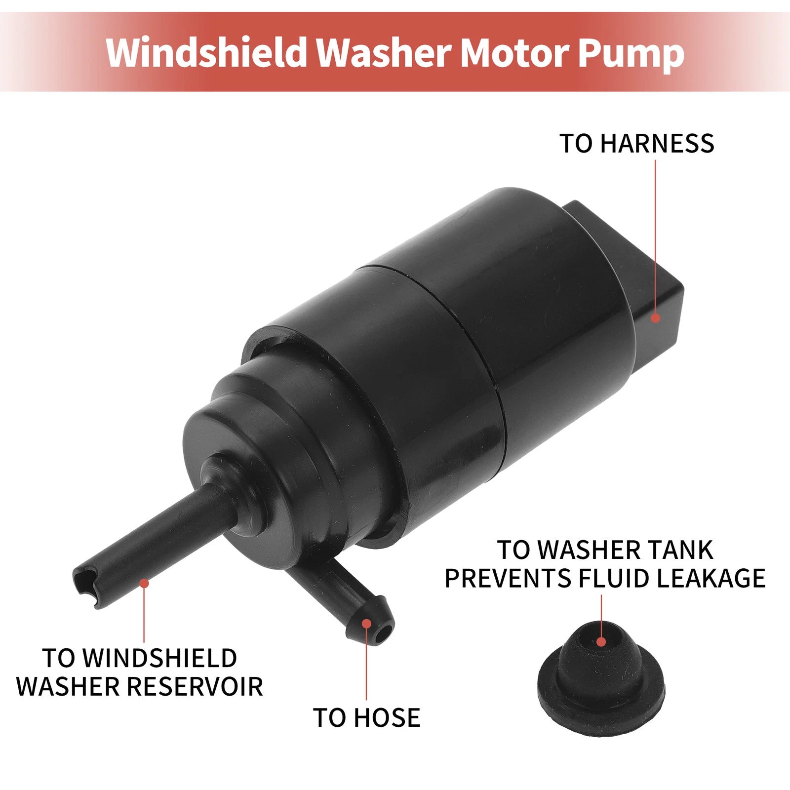 Windshield Washer Pump for Nissan D22 (2000–2005) - Includes Grommet