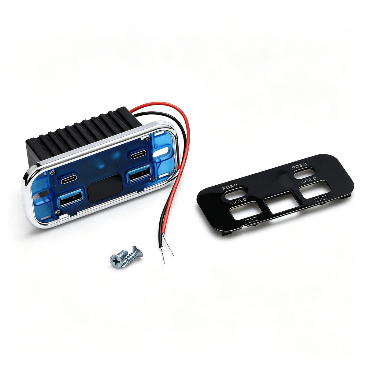 4-Port USB Charger Panel for Trucks & RVs (12V–24V) Dual PD QC 3.0 LED Volt