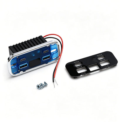 4-Port USB Charger Panel for Trucks & RVs (12V–24V) Dual PD QC 3.0 LED Volt