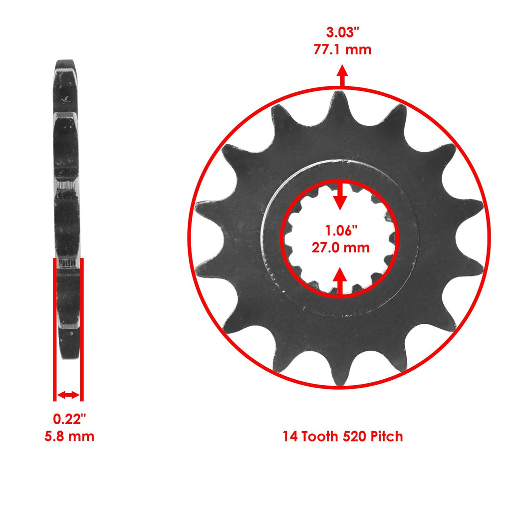 Drive Chain and Sprockets Kit Replacement for Yamaha Raptor 700 YFM700R (2006–2016)