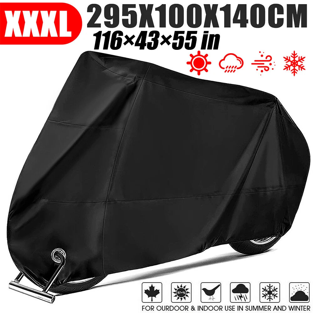 3XL Waterproof Motorcycle Cover for Bikes (116×43×55in)