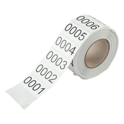 Roll of 1000 Consecutive Inventory Number Stickers for Labeling