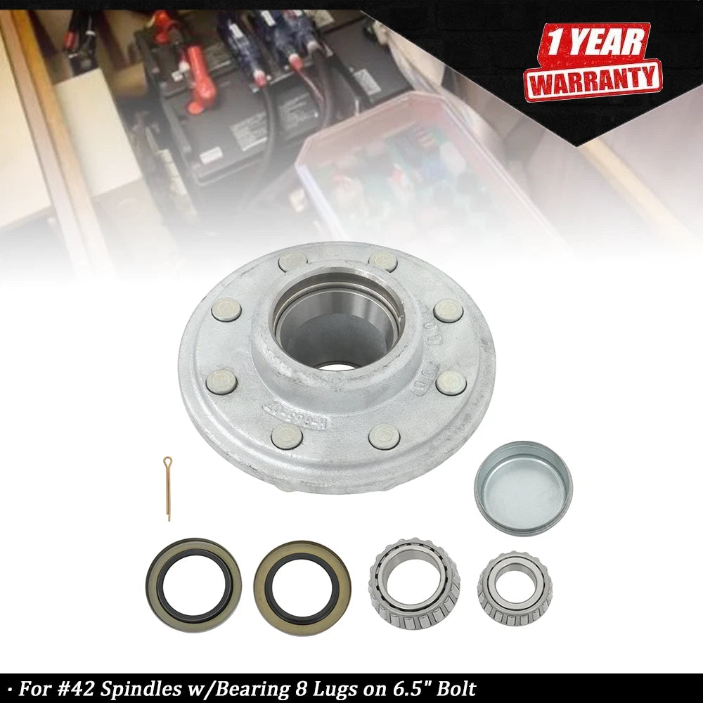 6pc Galvanized Idler Hub for Trailer 8 Lug (42 Spindles)
