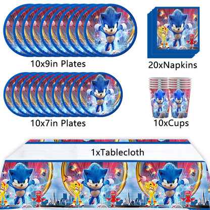 51pcs Sonic Birthday Party Supplies Set